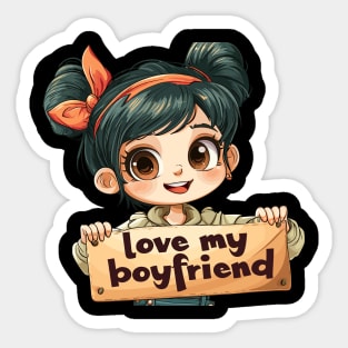Love My Boyfriend Valentine Gift Sticker